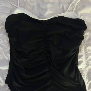 Elodie Black and White Scrunch Tank Top